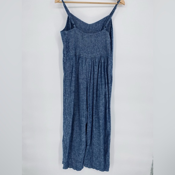 Old Navy Jumpsuit Cropped Wide Leg Linen Blend Smocked Back Bohemian Festival XL - Picture 6 of 10